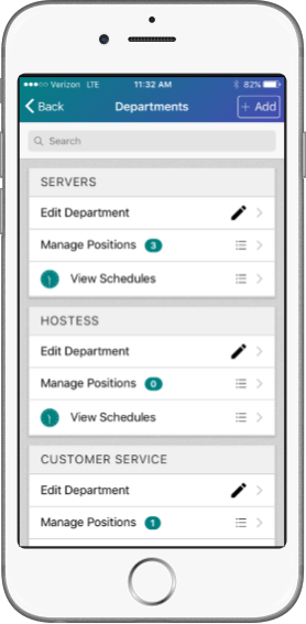 Departments page