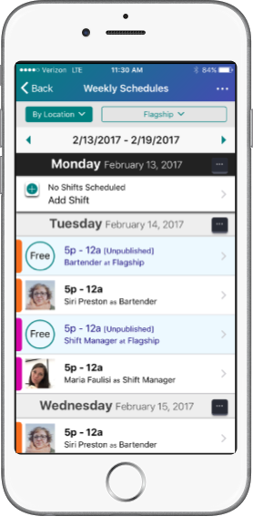 Schedule page