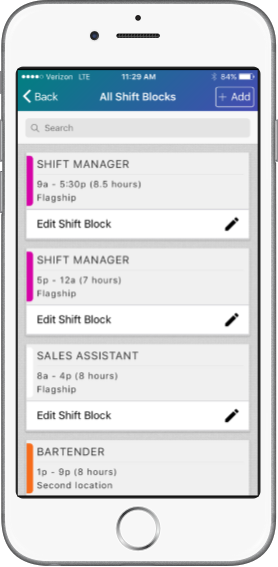 Shift block page